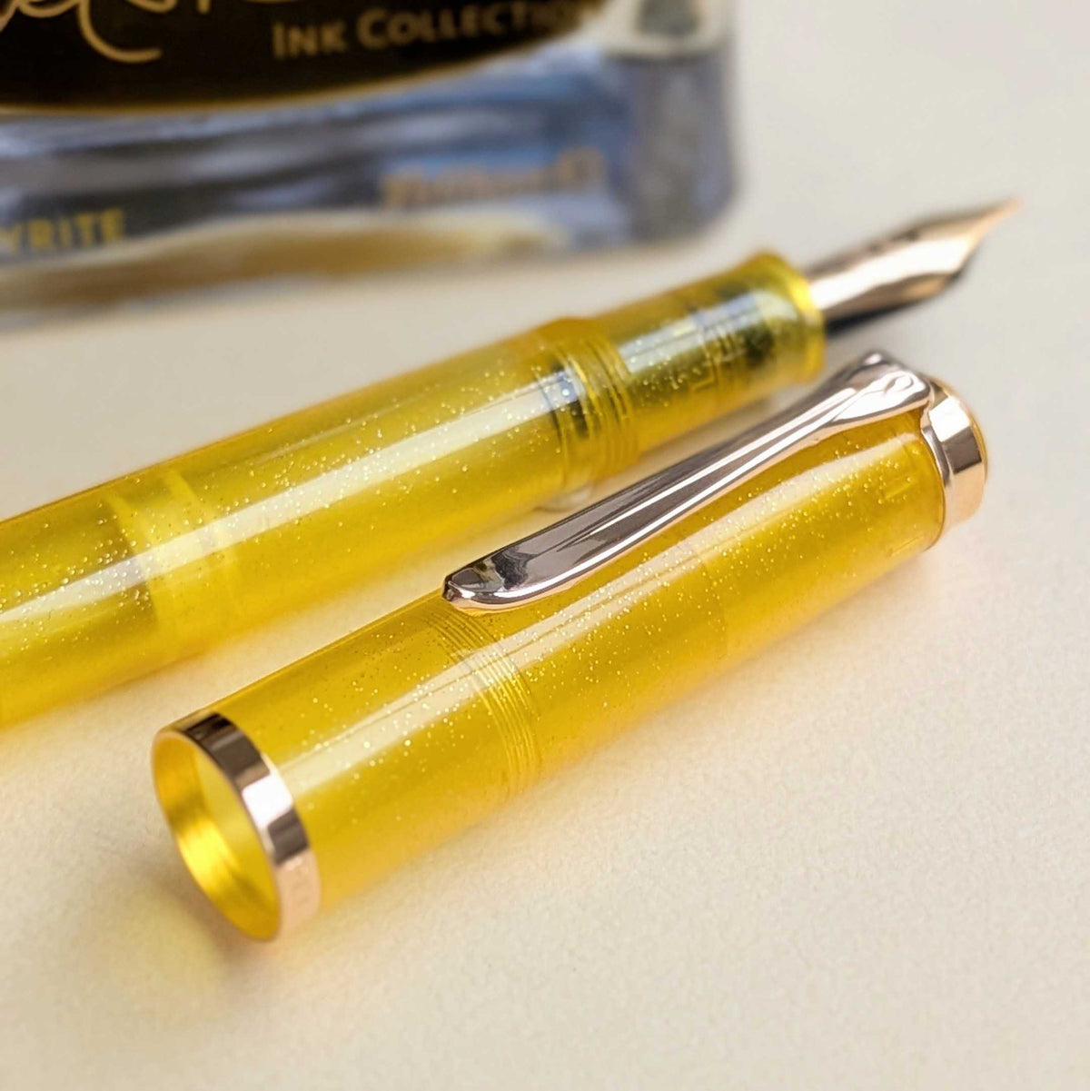 Pelikan M200 Pyrite Fountain Pen with the Edelstein Ink Set