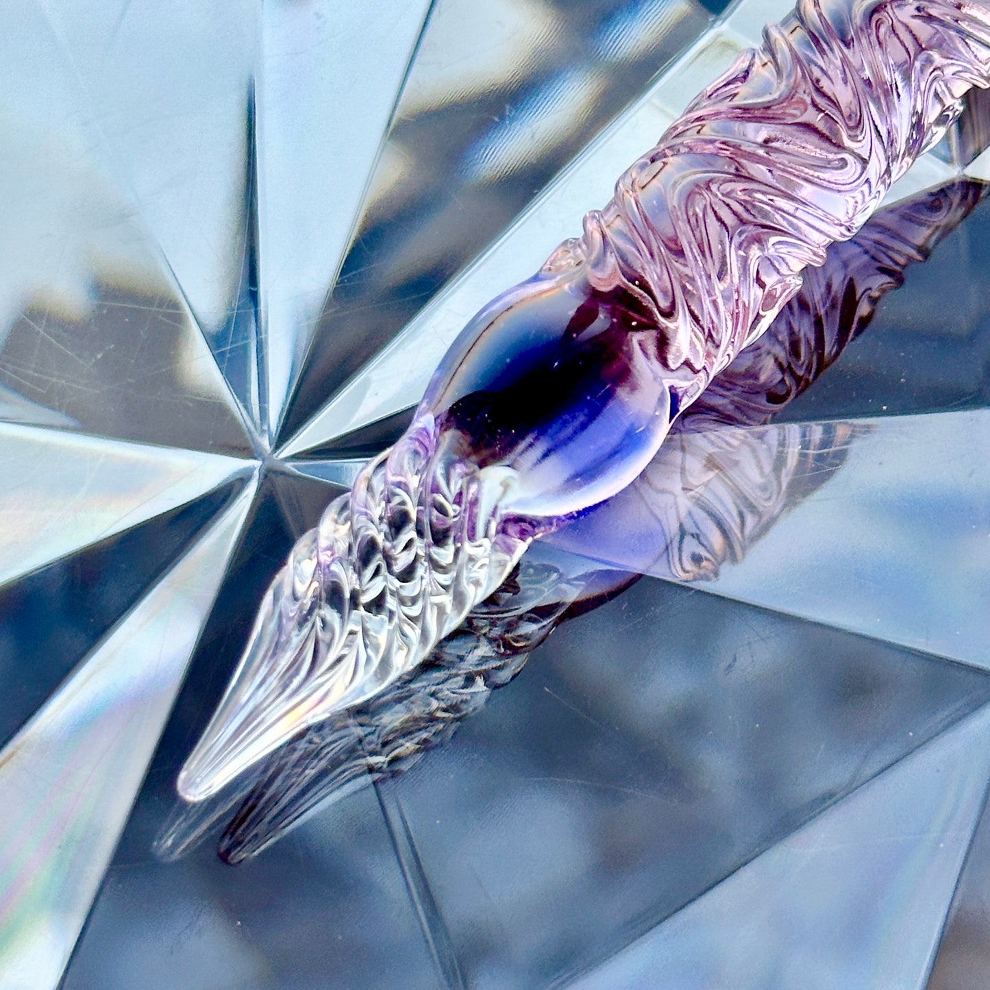 紫陽花 うねり 二刀流 ガラスペン BUNGUBOX x Synchronicity Glass Art