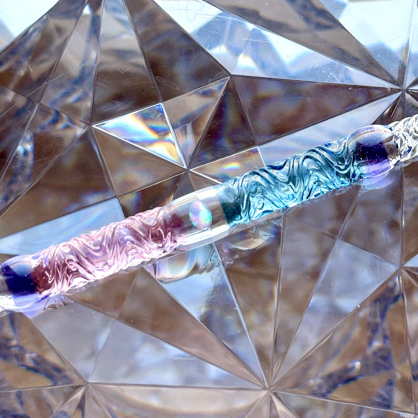 紫陽花 うねり 二刀流 ガラスペン BUNGUBOX x Synchronicity Glass Art