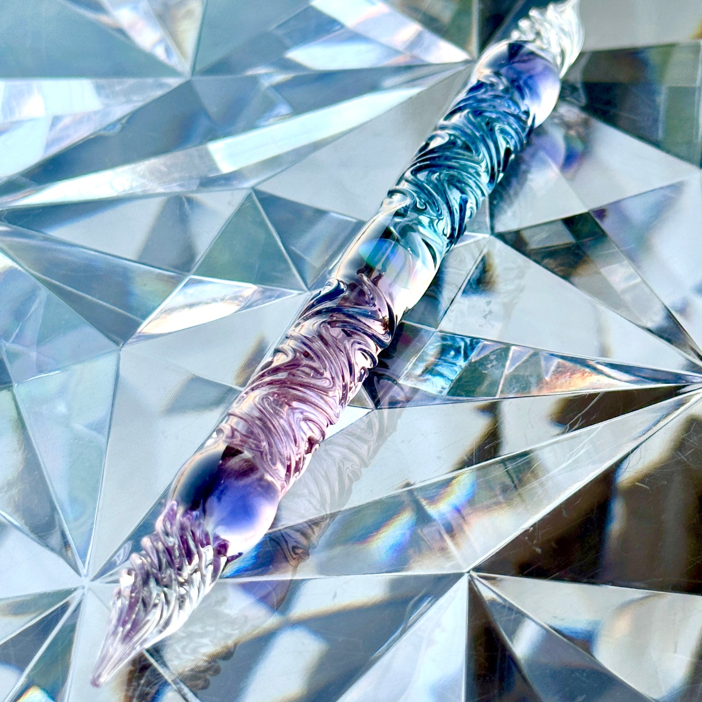 紫陽花 うねり 二刀流 ガラスペン BUNGUBOX x Synchronicity Glass Art