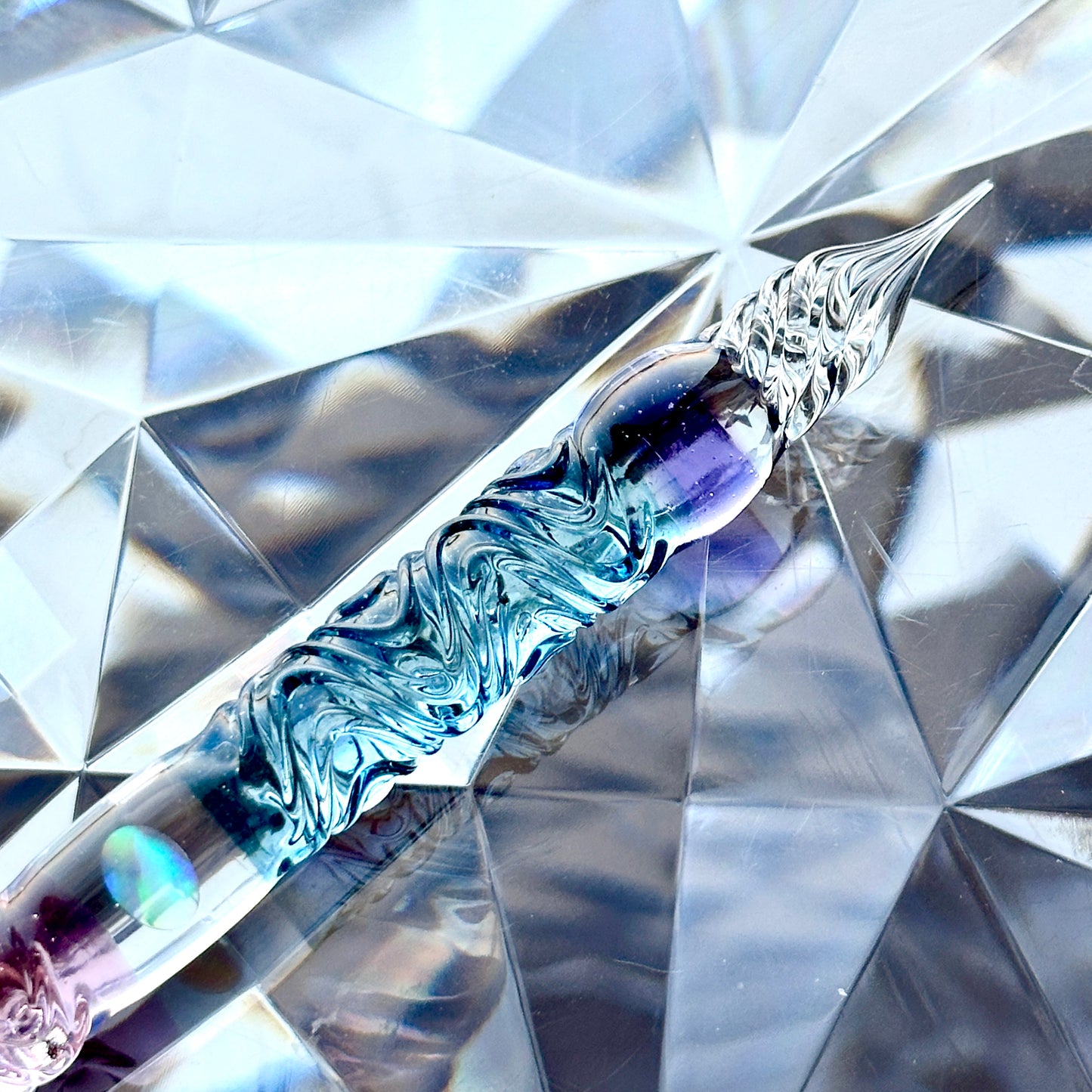 紫陽花 うねり 二刀流 ガラスペン BUNGUBOX x Synchronicity Glass Art