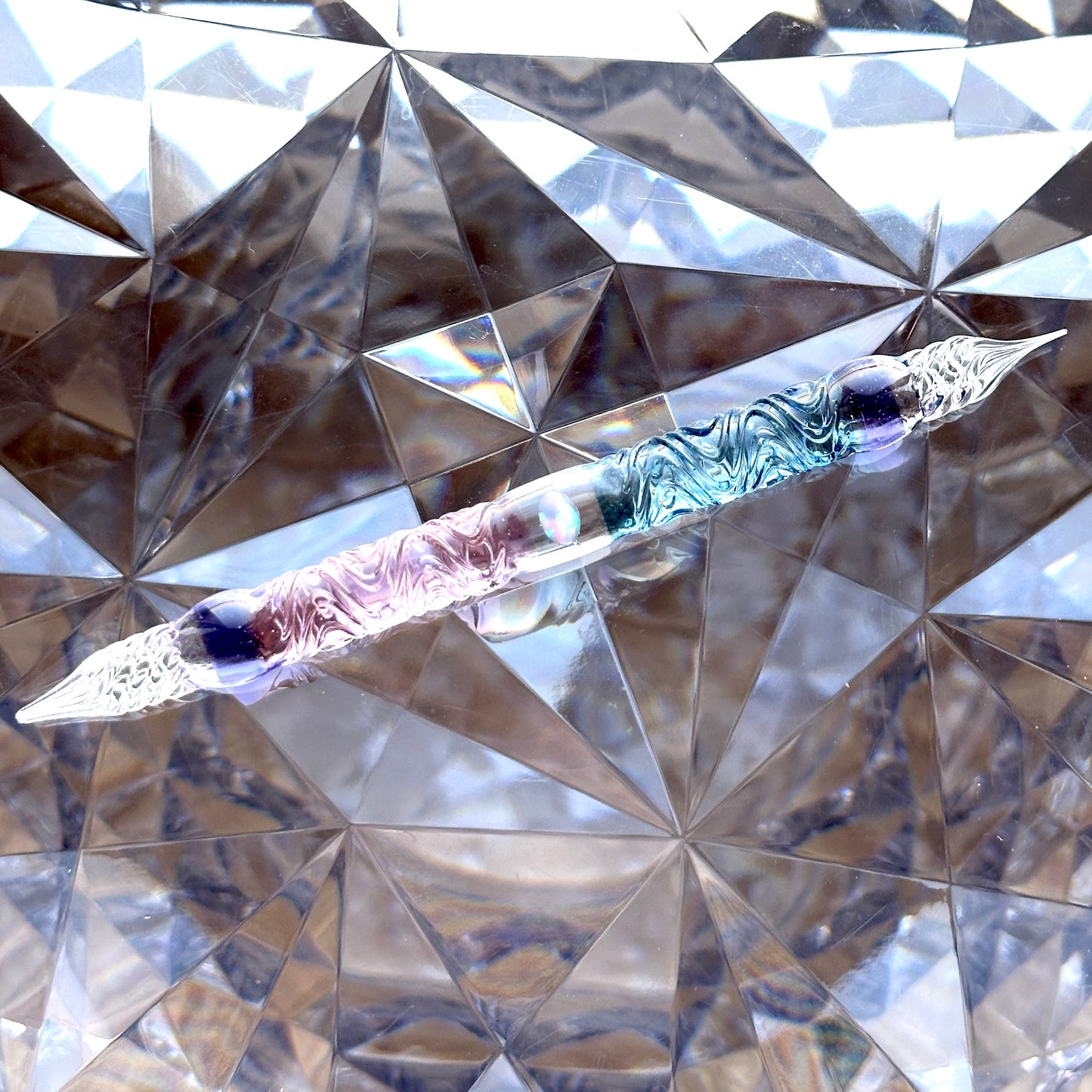 紫陽花 うねり 二刀流 ガラスペン BUNGUBOX x Synchronicity Glass Art