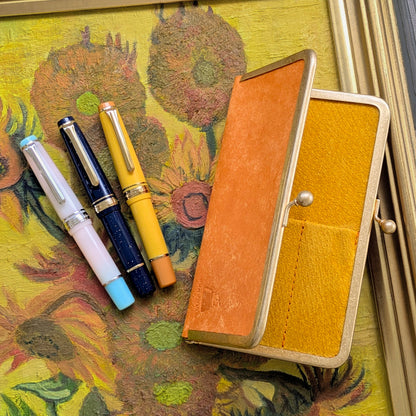 Sunflowers of Arles Metal Clasp Pen Case for 3 pens, BUNGUBOX x Penguin Kaban