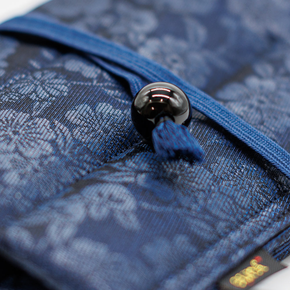 yurie pure silk pen roll for 6, "Yozakura" (Dark Blue)