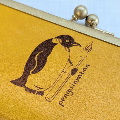 編吟革盤舎 口金ペンケース ショート2本挿 ペンギンマーク