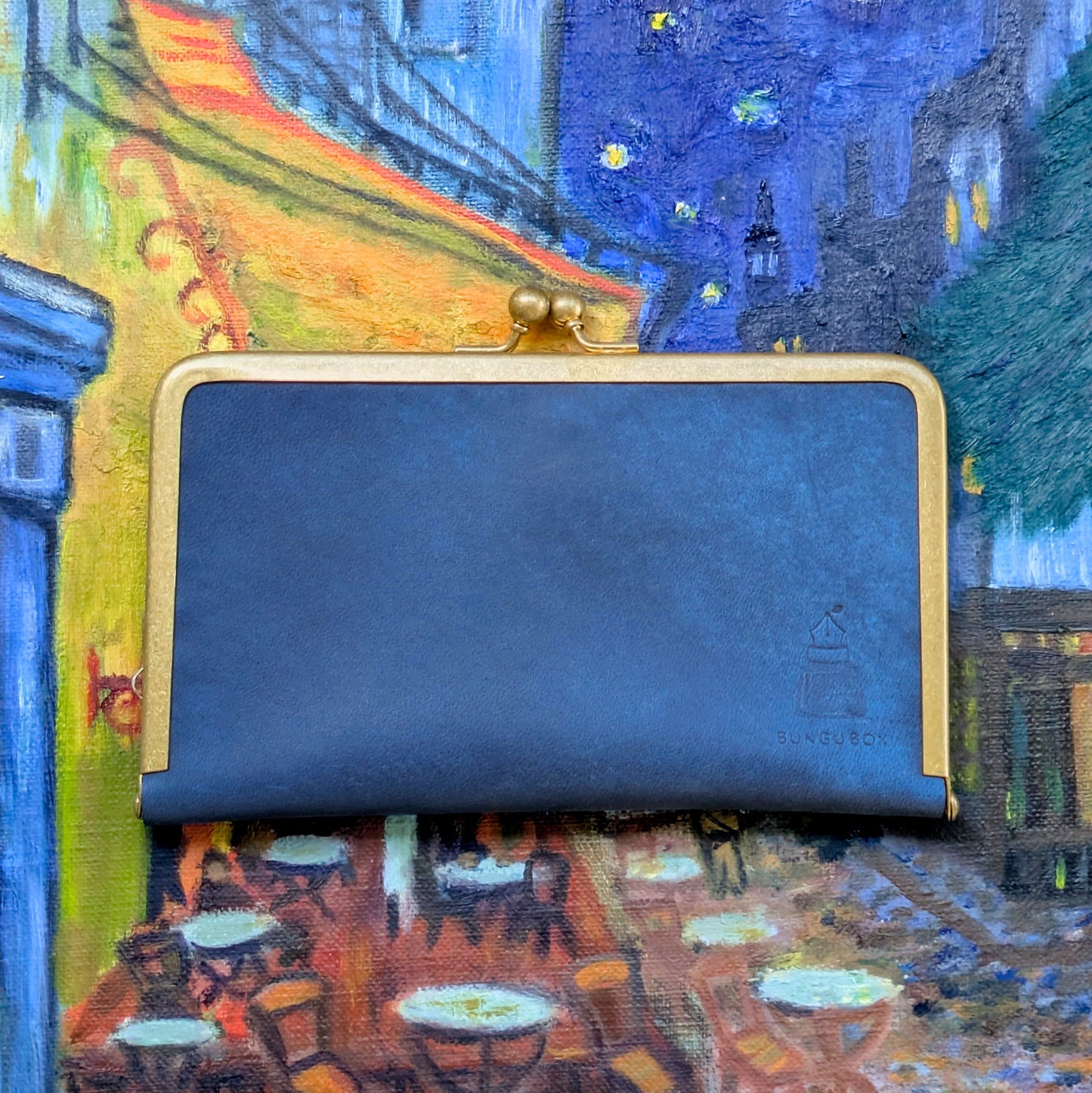 夜のカフェテラス 口金ペンケース ショート3本挿 BUNGUBOX x 編吟革盤舎