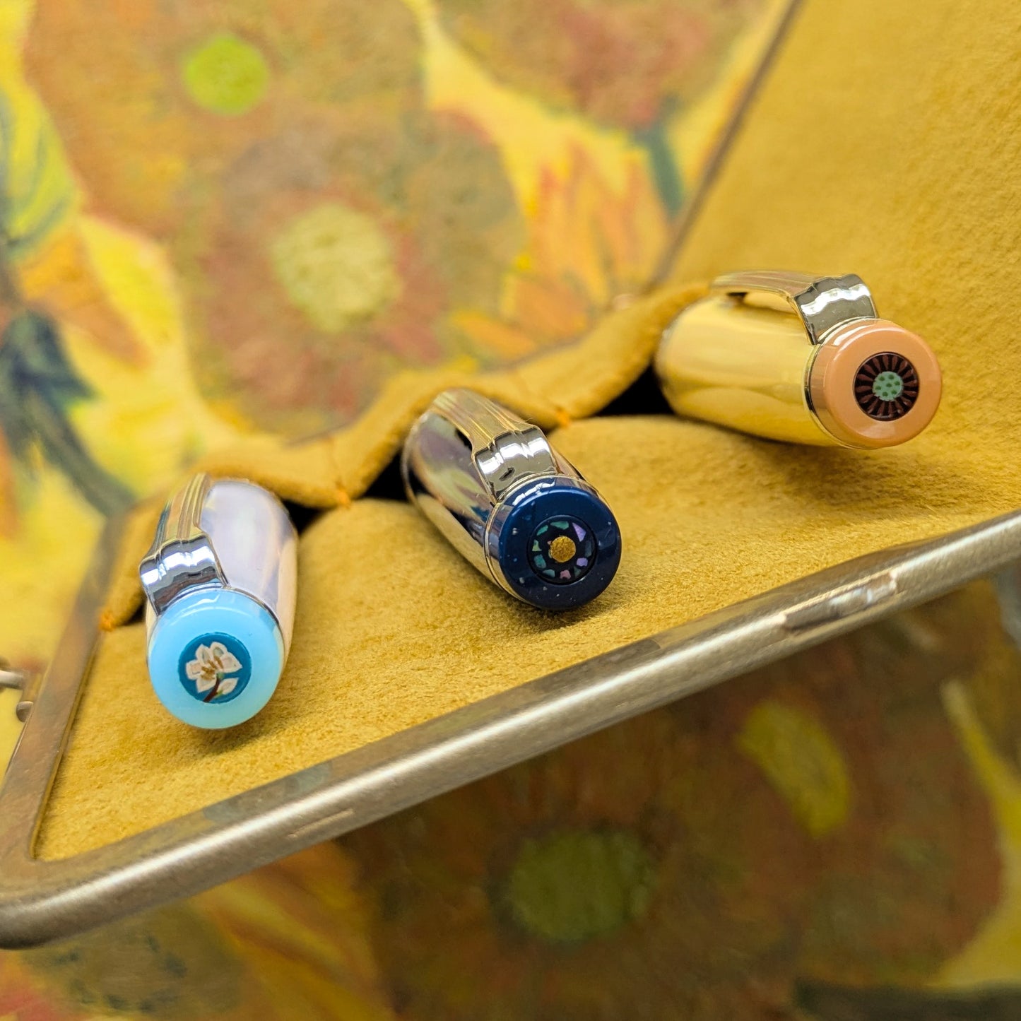 Sunflowers of Arles Metal Clasp Pen Case for 3 pens, BUNGUBOX x Penguin Kaban
