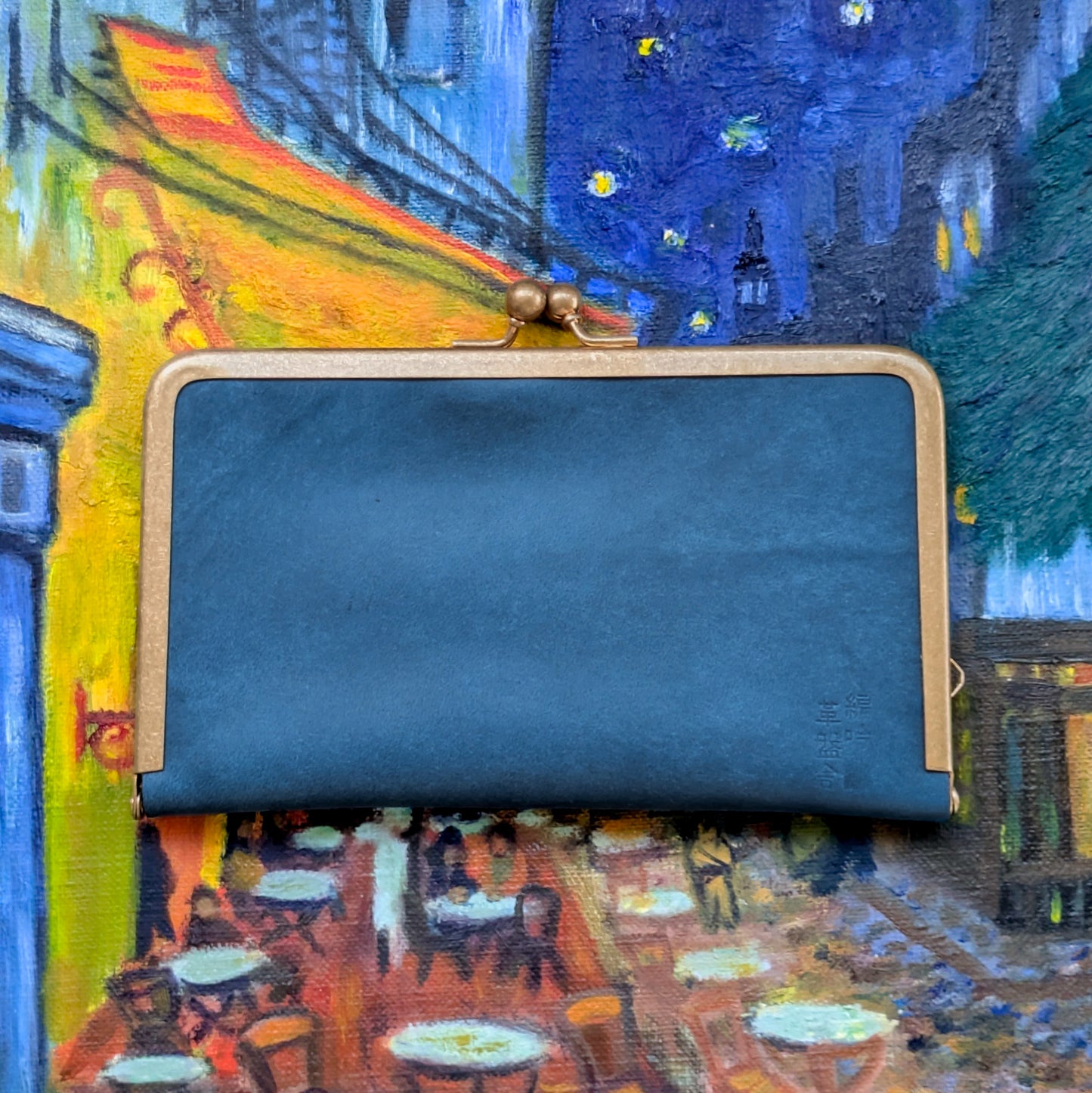 夜のカフェテラス 口金ペンケース ショート3本挿 BUNGUBOX x 編吟革盤舎