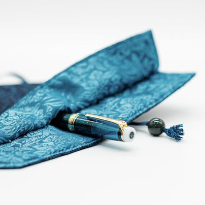 yurie pure silk pen roll for 6, "Blue Marine"