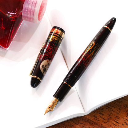 BUNGUBOX x SAILOR Wajima Makie Fountain Pen "Red Spider Lily in the Moonlit Night"