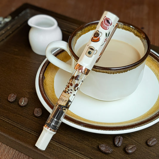Quartier latin Cafe au lait Wajima Makie fountain pen, TWSBI ECO