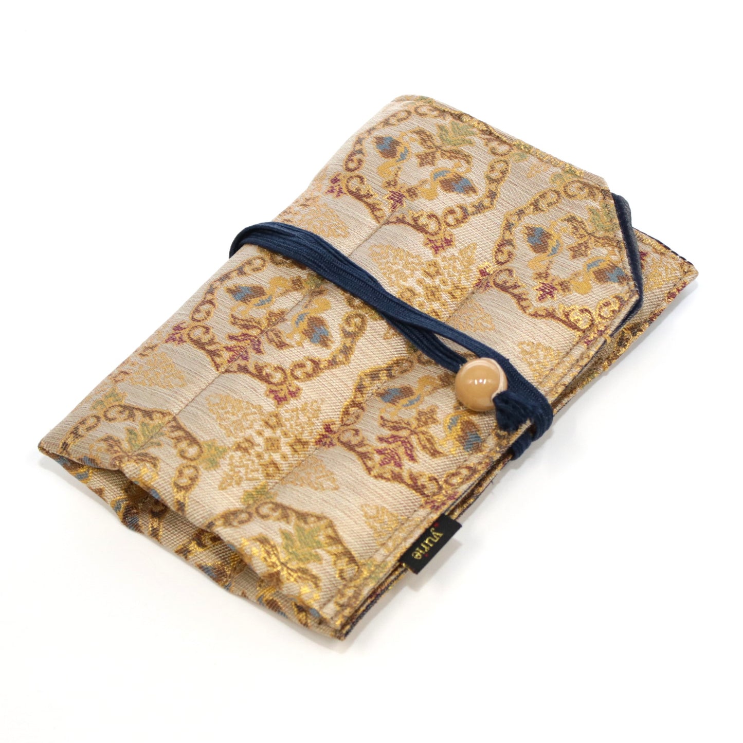 Pure silk pen roll for 6 pens "Mukaidori (gold)" by yurie