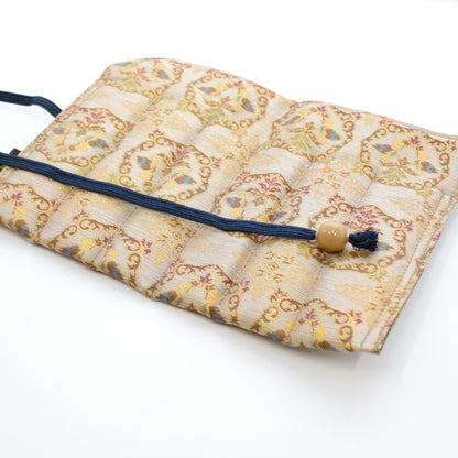 Pure silk pen roll for 6 pens "Mukaidori (gold)" by yurie