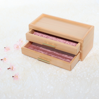 陽桜(ひざくら) ペンボックス8本用 ２段 (布・桜) BUNGUBOX x 豊岡クラフト