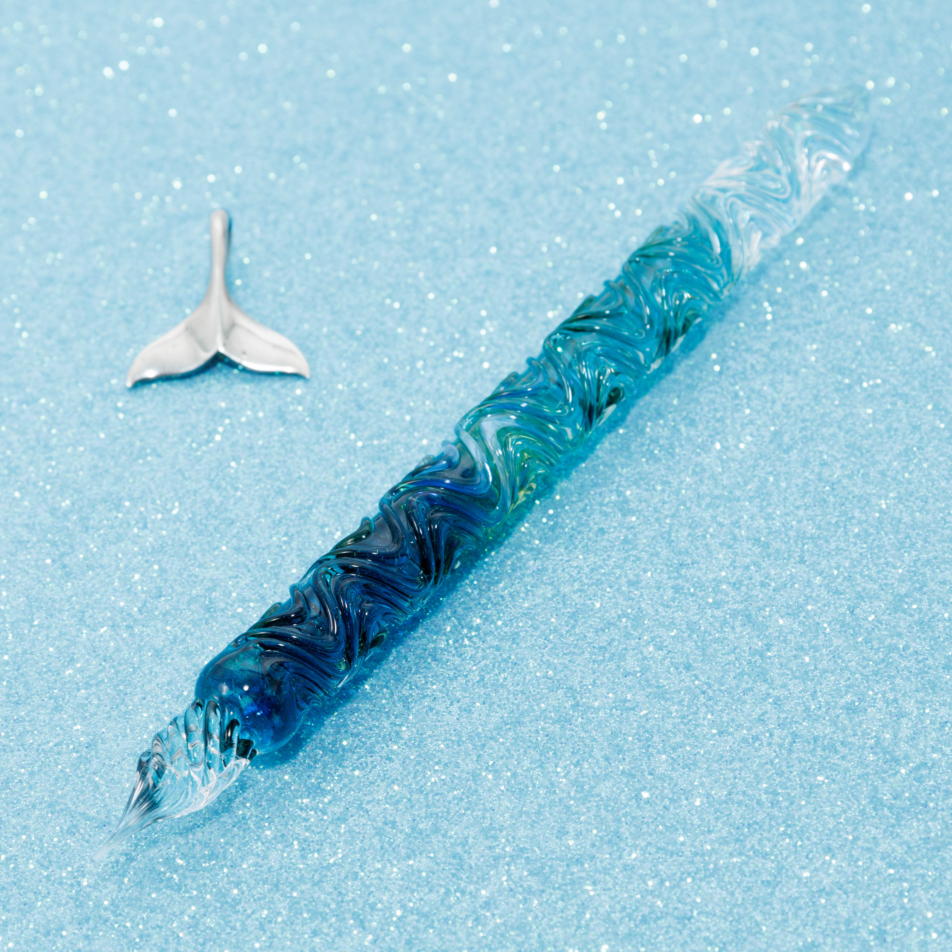 Blue Marine うねり ガラスペン BUNGUBOX x Synchronicity Glass Art