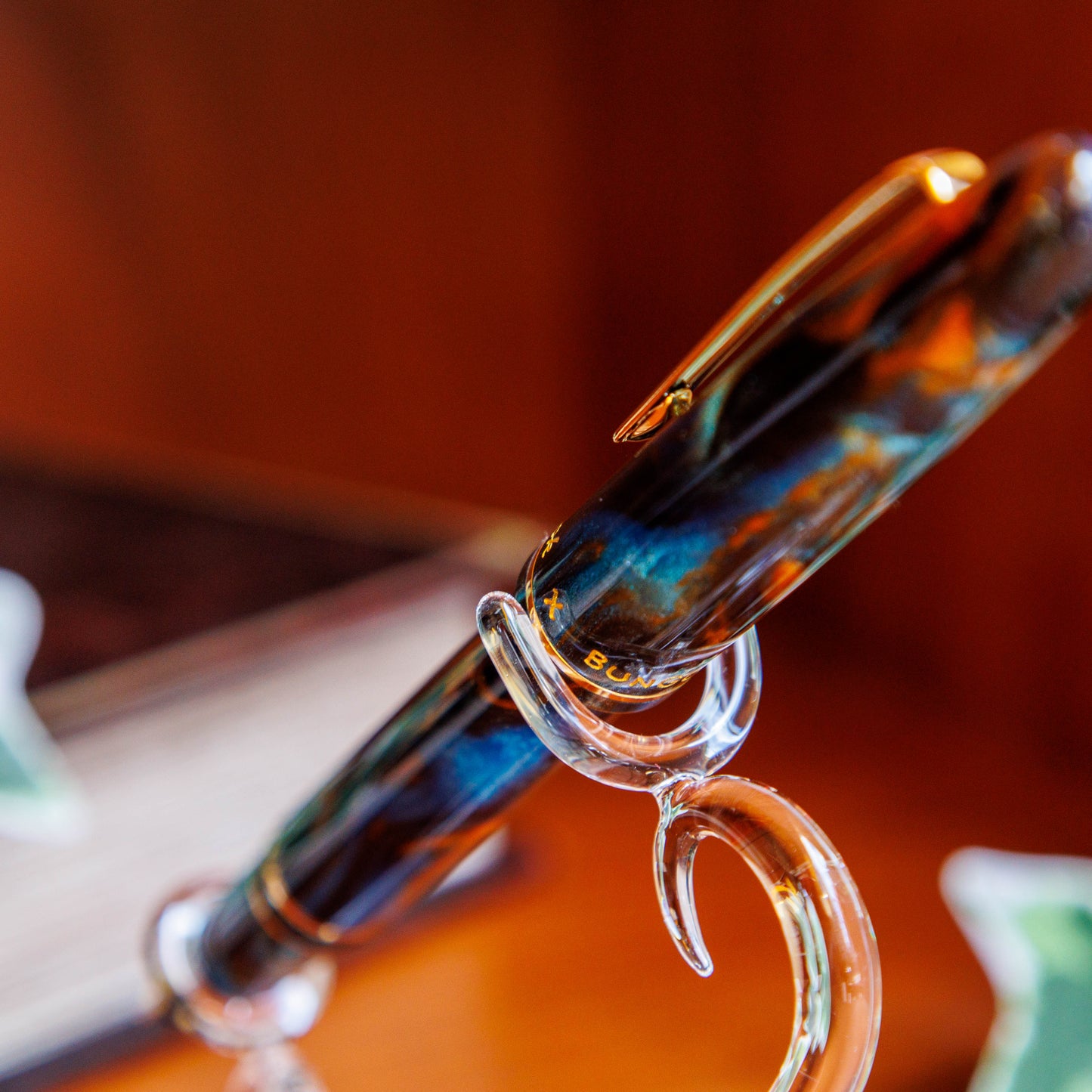 蔦の葉 ペンスタンド 万年筆用 BUNGUBOX x 硝子工房アドック