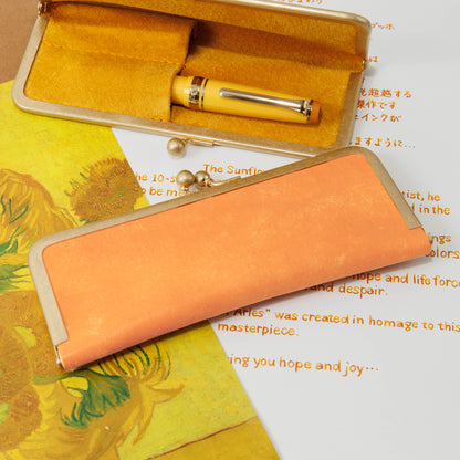 Sunflowers of Arles pen case for 2 short pens, BUNGUBOX x Penguin Kaban-sha