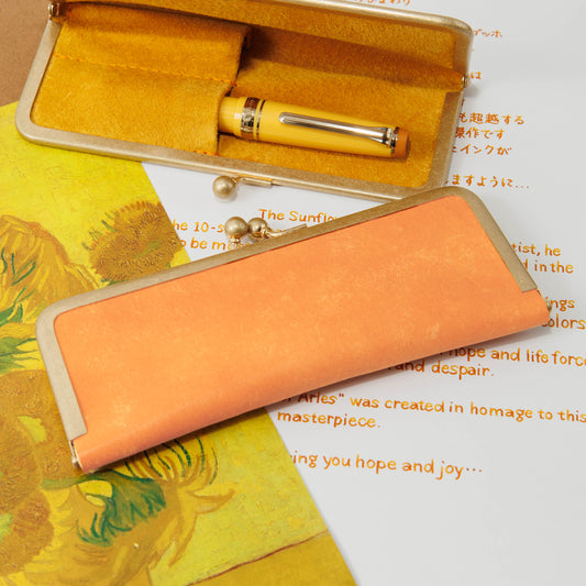 アルルのひまわり 口金ペンケース ショート2本挿 BUNGUBOX x 編吟革盤舎